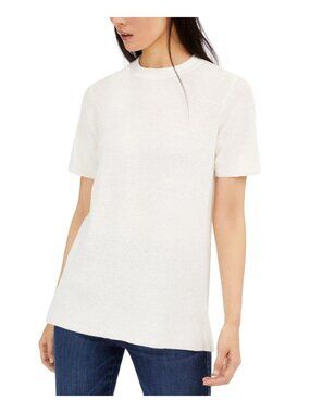 Eileen Fisher Organic Linen Crepe Mock Neck Tunic Top